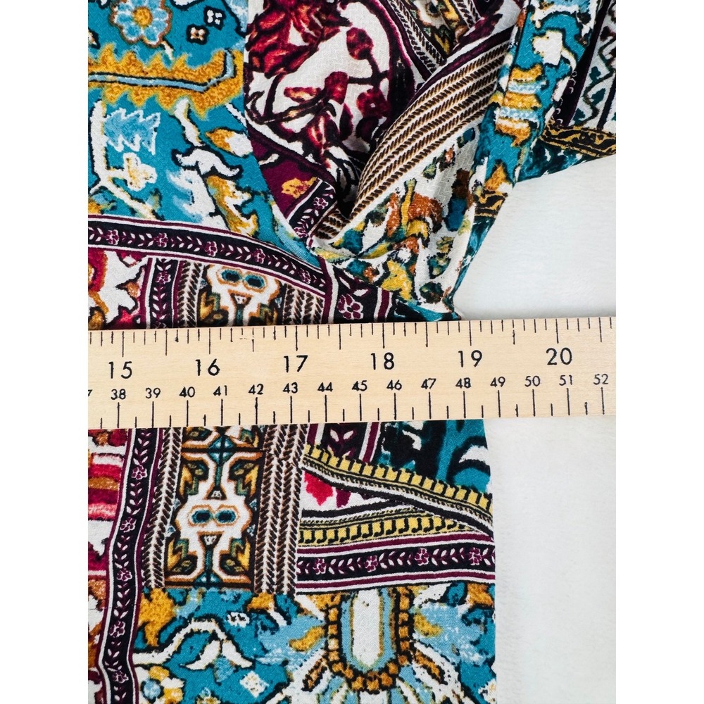 J. Jill Women's XS Patchwork Paisley Tunic Blouse Long Sleeve 100% Rayon BOHO - Picture 7 of 11